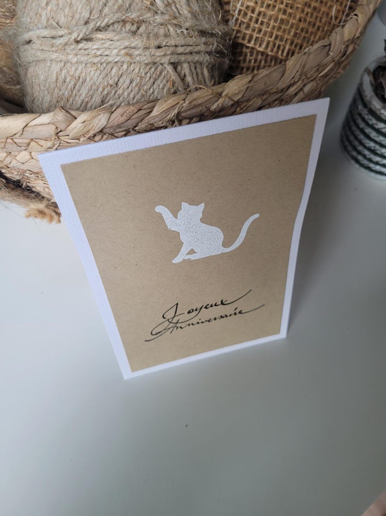 Carte anniversaire chat kraft immagine 3