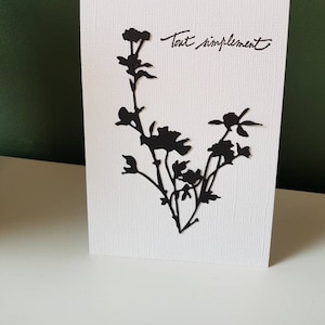 Carte de condoléances sobre fleur noir blanc  enveloppe fournie