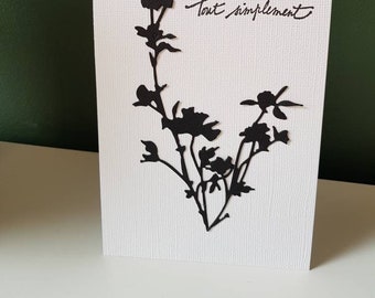 Carte de condoléances sobre fleur noir blanc  enveloppe fournie