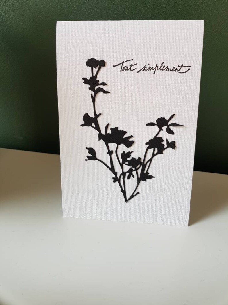 Carte de condoléances sobre fleur noir blanc enveloppe fournie afbeelding 1