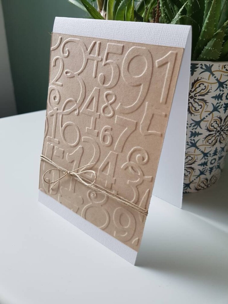 Carte anniversaire homme kraft sans texte avec embossage chiffres Bild 3