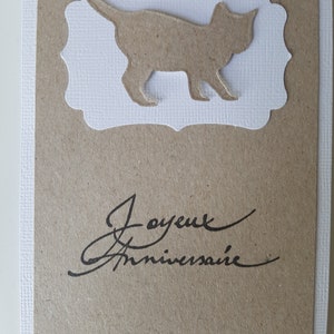 Carte anniversaire chat fait main kraft Bild 3