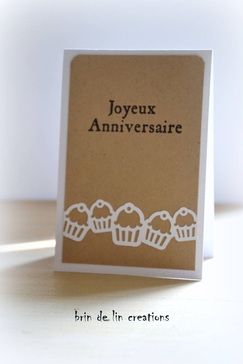 Carte anniversaire kraft gâteau cupcakes homme femme enfant image 1