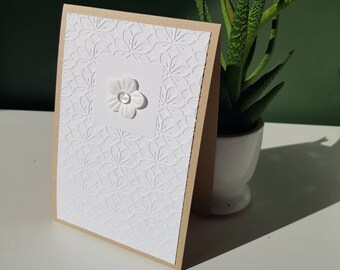 White kraft card flowers wedding birthday