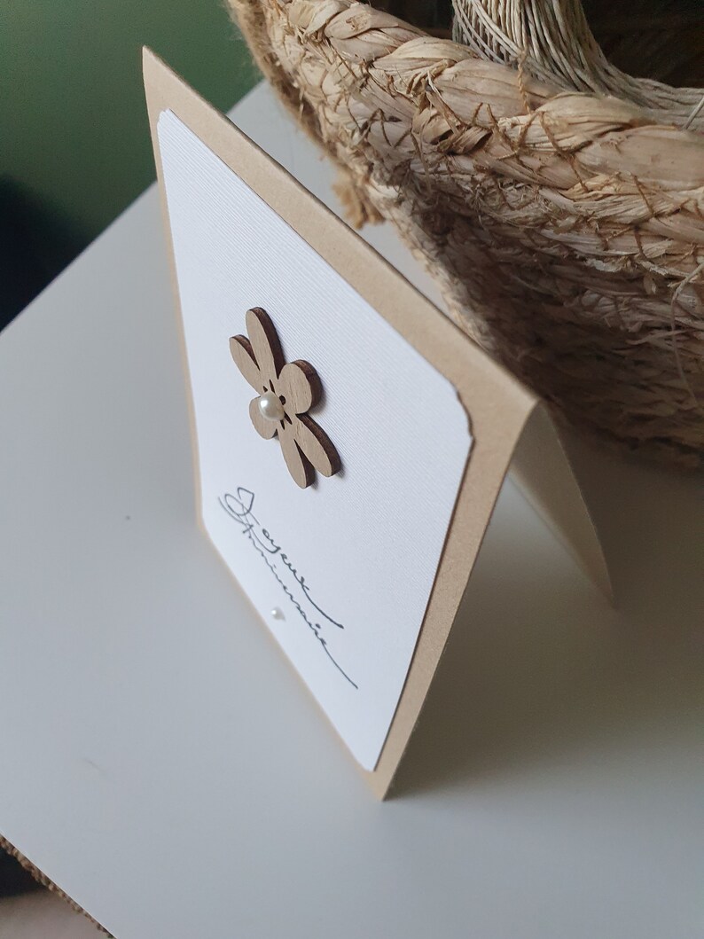 Carte anniversaire kraft fleur bois image 2
