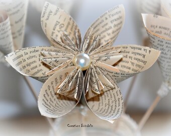 Flower origami paper page book old lace bead