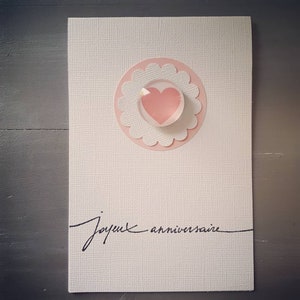 Carte anniversaire cadeau magnet détachable coeur