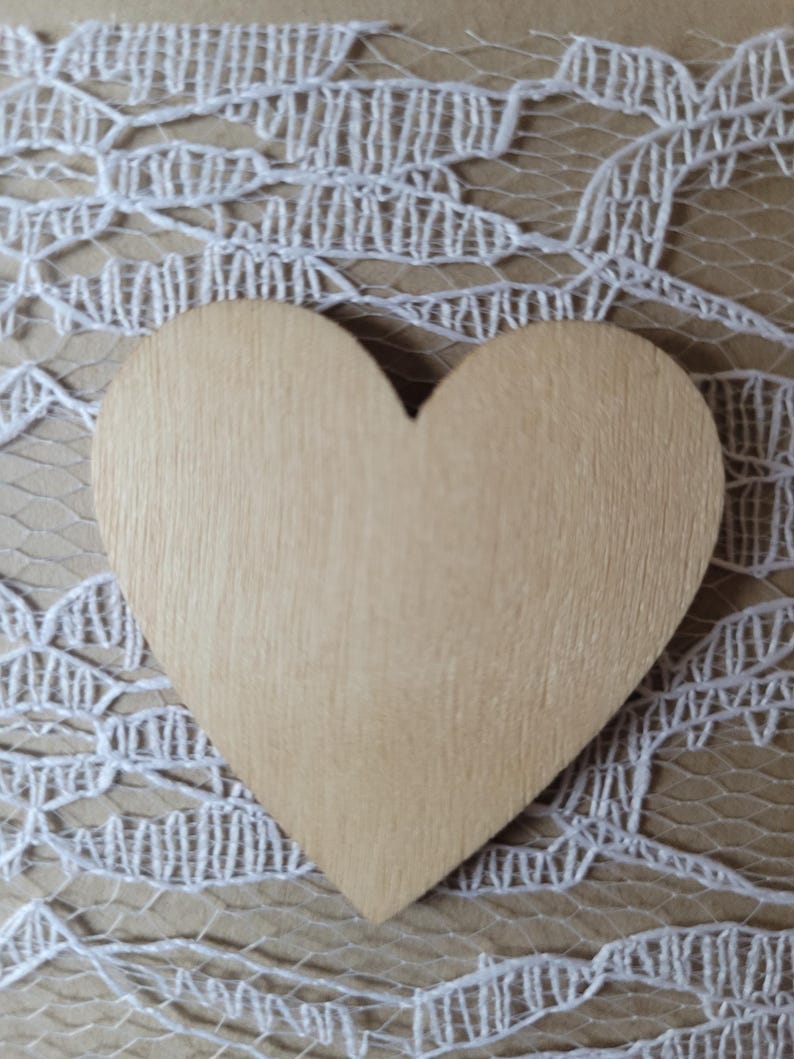 Carte félicitations mariage fiançailles saint valentin coeur bois dentelle enveloppe fournie image 2