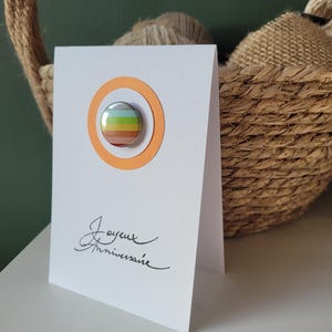 carte anniversaire badge détachable arc en ciel LGBTQ+