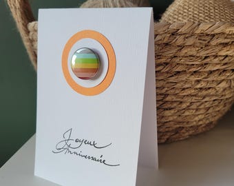 carte anniversaire badge détachable arc en ciel LGBTQ+