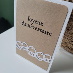 Carte anniversaire kraft gâteau cupcakes homme femme enfant image 3