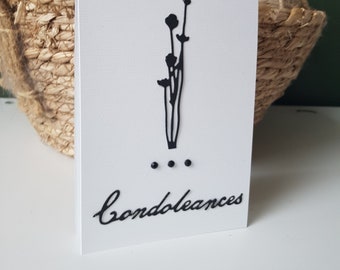 Carte condoléances sobre fleur noir enveloppe fournie