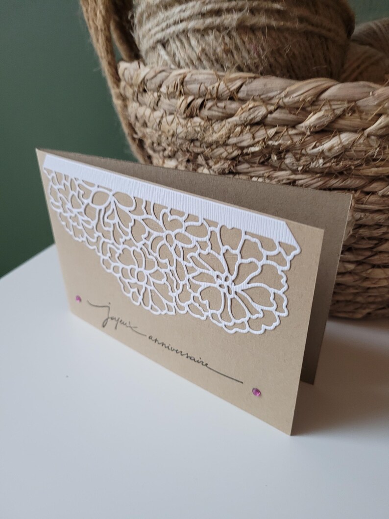 Carte kraft femme joyeux anniversaire enveloppe fournie image 3
