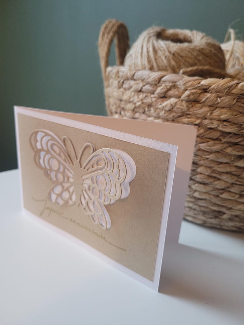 Carte joyeux anniversaire kraft papillon en volume Bild 5