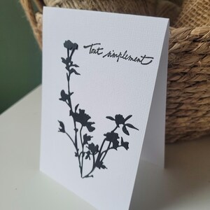 Carte de condoléances sobre fleur noir blanc enveloppe fournie afbeelding 2