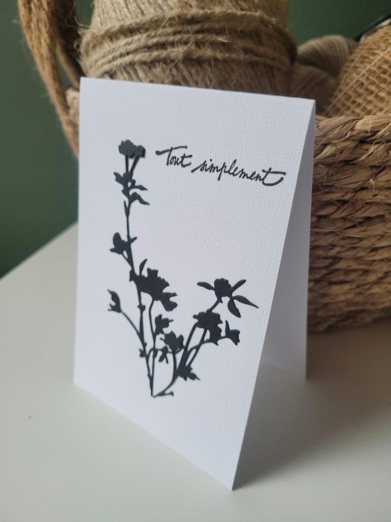 Carte de condoléances sobre fleur noir blanc enveloppe fournie afbeelding 2