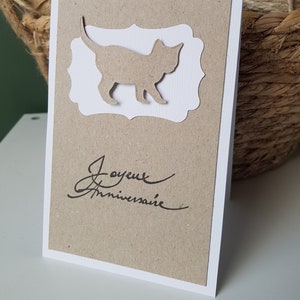 Carte anniversaire chat fait main kraft