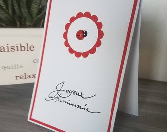 Carte anniversaire coccinelle