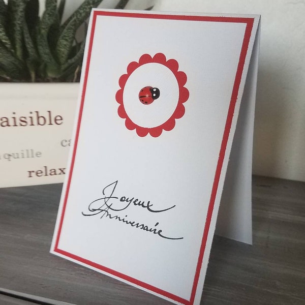 Carte anniversaire coccinelle