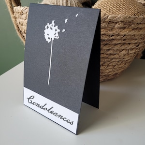 Carte condoléances deuil noir blanc fleur
