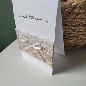Carte félicitations mariage dentelle image 2