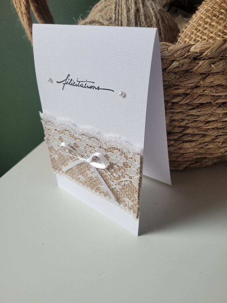 Carte félicitations mariage dentelle image 2