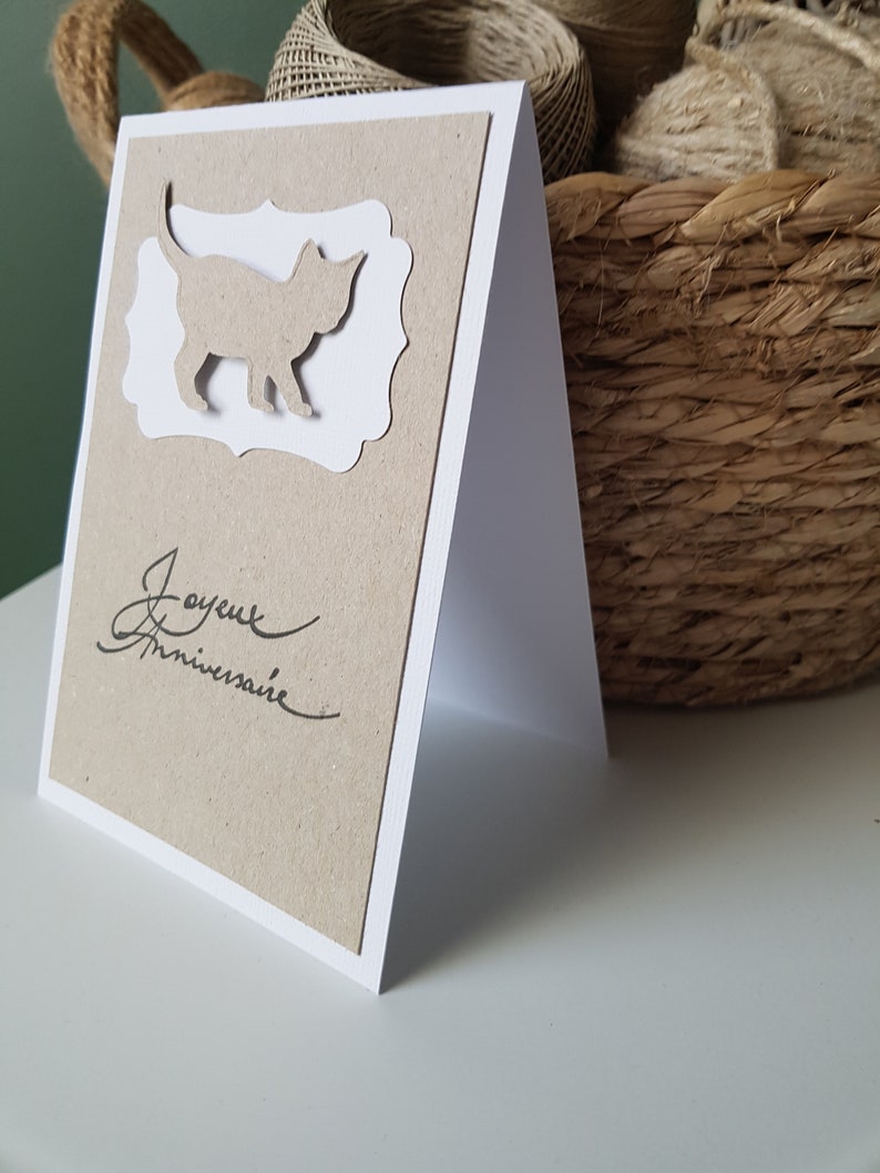 Carte anniversaire chat fait main kraft Bild 2