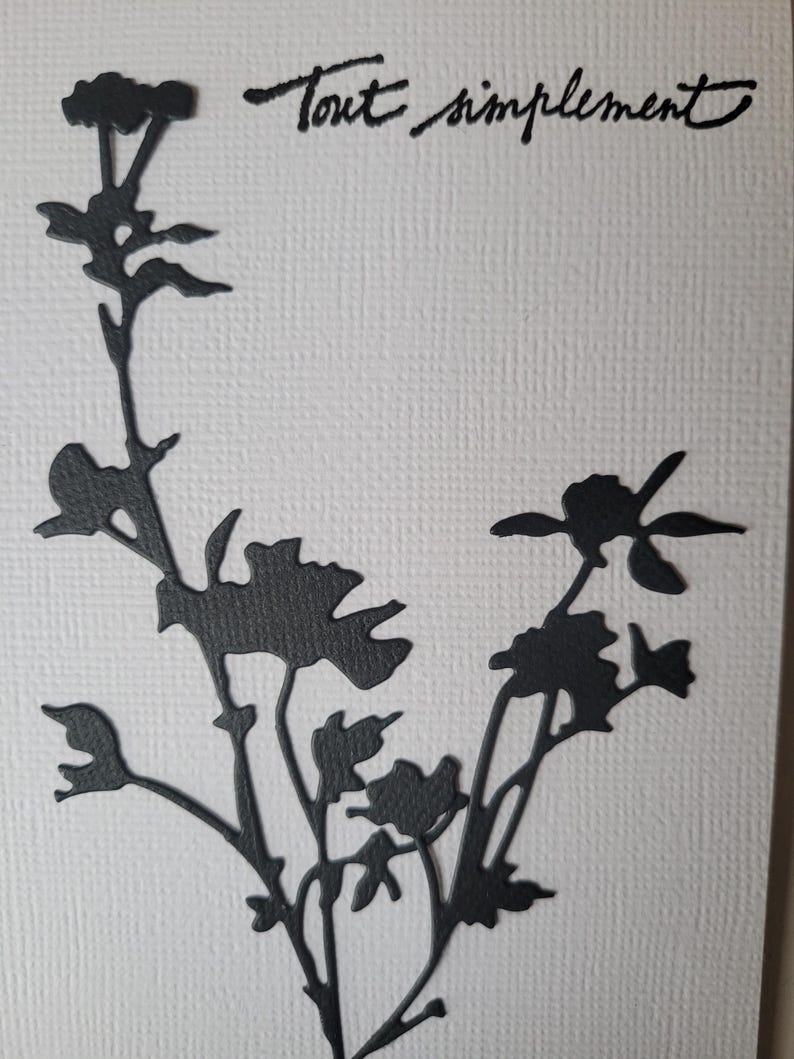 Carte de condoléances sobre fleur noir blanc enveloppe fournie afbeelding 3