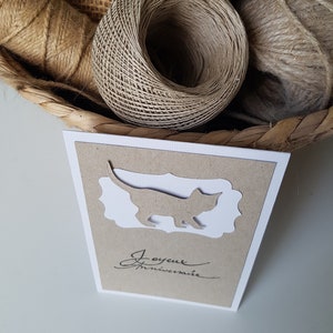 Carte anniversaire chat fait main kraft Bild 5