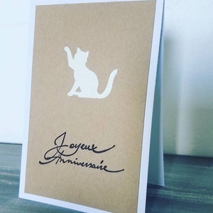 Carte anniversaire chat  kraft
