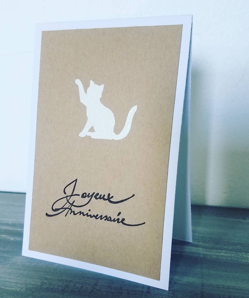 Carte anniversaire chat kraft immagine 1