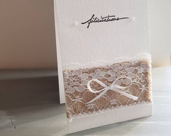 Carte félicitations mariage dentelle