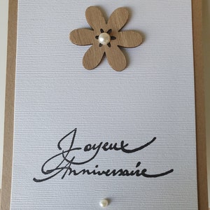 Carte anniversaire kraft fleur bois image 4