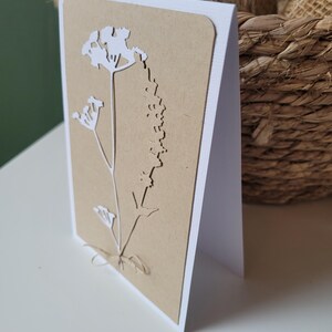 Carte fait main kraft feuilles fleurs sans message enveloppe fournie immagine 2