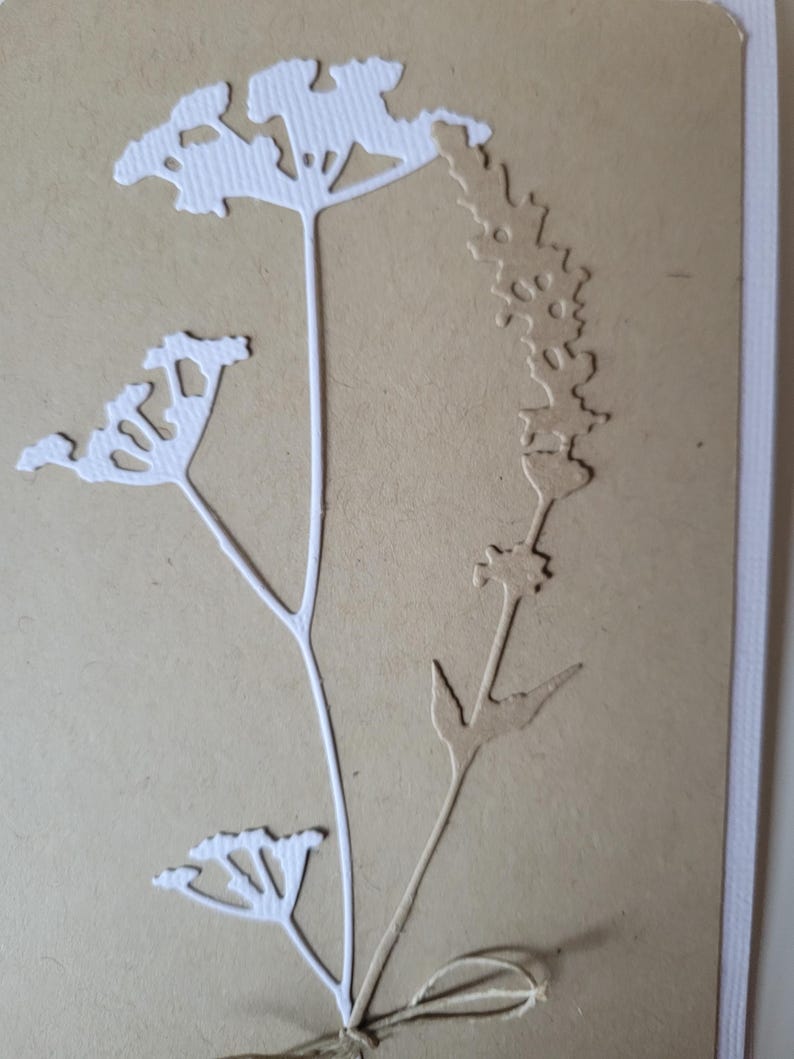 Carte fait main kraft feuilles fleurs sans message enveloppe fournie immagine 3