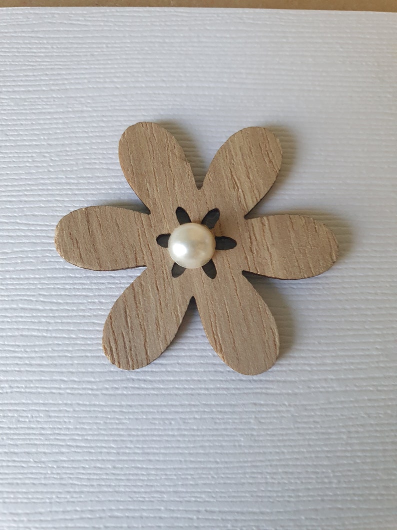 Carte anniversaire kraft fleur bois image 3