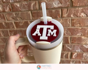 20/30/40oz H2.0 Stanley Tumbler Cup Gig'em Aggie Spirit Lid Name Plate, Personalized Name Tag, Custom Stanley Cup Lid Tag, Quencher Deco