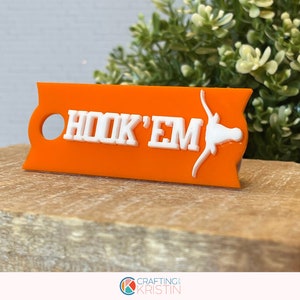 20/30/40oz H2.0 Stanley Tumbler Cup Hook'em Longhorn Spirit Lid Name Plate, Personalized Name Tag, Custom Stanley Cup Lid Tag, Quencher