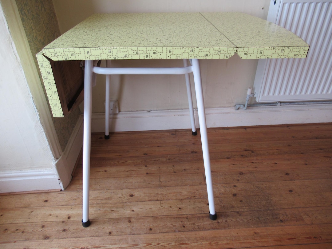 Retro 1950s/1960s Yellow Formica Small Extending Drop Leaf Kitchen Table - Etsy UK
