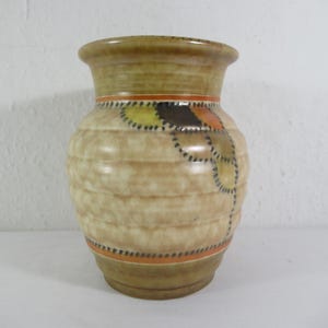 Vintage 1930s Art Deco Crown Ducal Brown Tan Orange Coloured Patch Pattern Vase