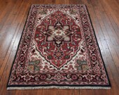 Heriz Oriental Rug, 4 39 x6 39 5 39 39 , Red Black, All wool pile