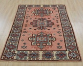 Vintage Turkish Balikesir Rug, 4 39 2 39 39 x 5 39 6 39 39 , Pink Ivory, Hand-Knotted Wool Pile