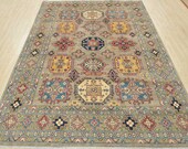 Kazak Caucasian 7 11 x 9 11 Brown Wool Hand-Knotted Oriental Rug