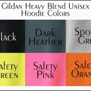 six different hoodie colors, each with a distinct color and style, arranged in a grid format.