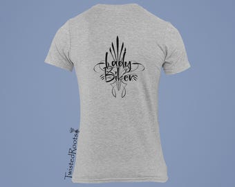 Lady Biker Pinstripe T-Shirt: Unisex Motorcycle Tee