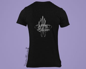 Reflective Lady Biker Pinstripe Shirt, Long, Short and Sleeveless Tees, Spyder, 3 wheel Motorcycle, Trike