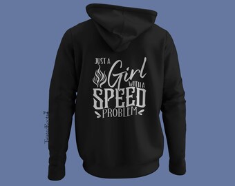 Reflective Girl with a Speed Problem Hoodie, Unisex Hooded Sweatshirt, Motorcycle Hoodie, Biker Hoodie