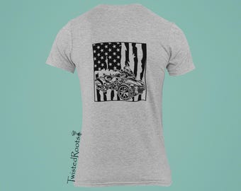 Patriotic Spyder Trike Tee: American Flag Motorcycle Shirt