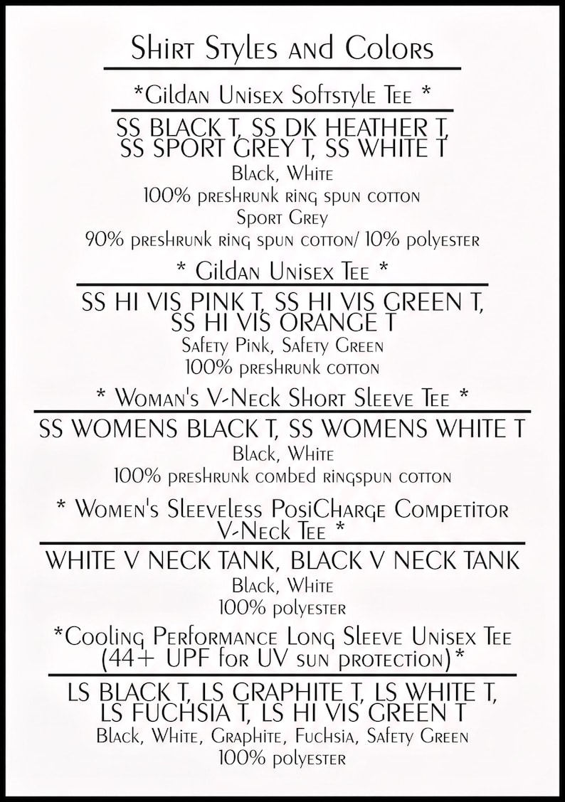 Shirt Styles and Colors