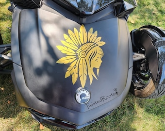 Beauty Wearing Headress Frunk Decal, Spyder, Spyder Ryder, F3, F3S, F3T, F3L, RT